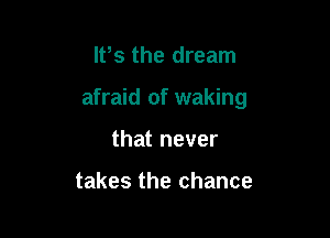 Itts the dream

afraid of waking

that never

takes the chance