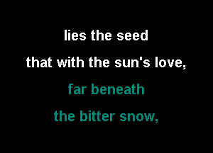 lies the seed
that with the sun's love,

far beneath

the bitter snow,
