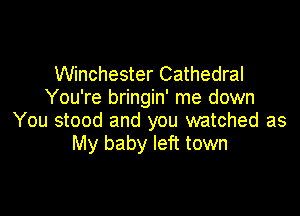 Winchester Cathedral
You're bringin' me down

You stood and you watched as
My baby left town