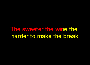 The sweeter the wine the

harder to make the break