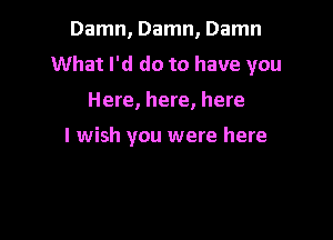 Damn, Damn, Damn
What I'd do to have you

Here, here, here

I wish you were here