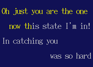 Oh just you are the one

now this state I,m in!

In catching you

was so hard