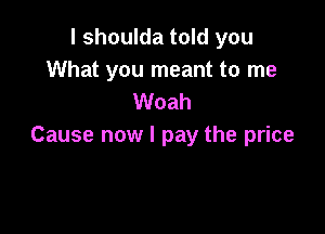 I shoulda told you
What you meant to me
Woah

Cause now I pay the price