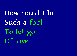 How could I be
Such a fool

To let go
Of love