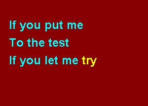 If you put me
To the test

If you let me try