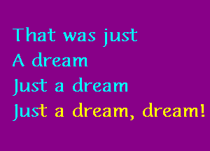 That was just
A dream

Just a dream
Just a dream, dream!