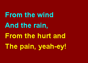 From the wind
And the rain,

From the hurt and
The pain, yeah-ey!