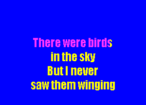 There were birds

in the sky
Butl neuer
sawtnem Winning