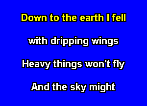 Down to the earth I fell

with dripping wings

Heavy things won't fly

And the sky might