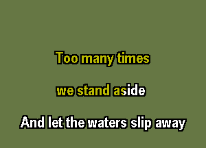 Too many times

we stand aside

And let the waters slip away