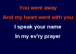 I speak your name

In my ev'ry prayer