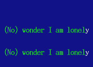 (No) wonder I am lonely

(No) wonder I am lonely