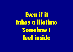 Even if il
lakes a lifetime

Somehow I
feel inside