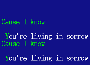 Cause I know

You re living in sorrow
Cause I know

You re living in sorrow