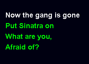 Now the gang is gone
Put Sinatra on

What are you,
Afraid of?
