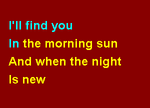 I'll find you
In the morning sun

And when the night
ls new