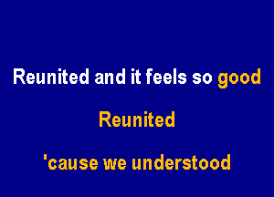 Reunited and it feels so good

Reunited

'cause we understood