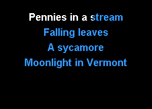 Pennies in a stream
Falling leaves
A sycamore

Moonlight in Vermont