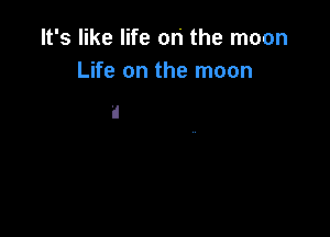 It's like life on the moon
Life on the moon