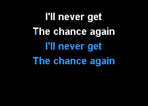 I'll never get
The chance again
I'll never get

The chance again