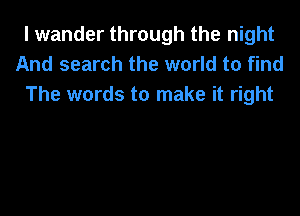 I wander through the night
And search the world to find
The words to make it right