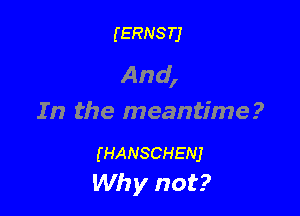 (ERNSTJ

And,

In the meantime?

(HANSCHENJ
Wh y not?