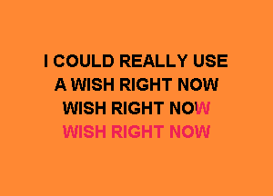 I COULD REALLY USE
A WISH RIGHT NOW
WISH RIGHT NOW
WISH RIGHT NOW