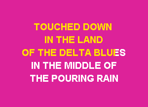 TOUCHED DOWN
IN THE LAND
OF THE DELTA BLUES
IN THE MIDDLE OF
THE POURING RAIN

g