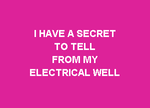 I HAVE A SECRET
TO TELL

FROM MY
ELECTRICAL WELL