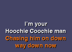 I'm your

Hoochie Coochie man
Chasing him on down
way down now