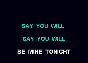 SAY YOU WILL

SAY YOU WILL

BE MINE TONIGHT