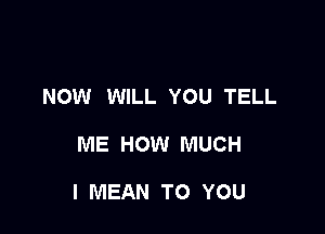 NOW WILL YOU TELL

ME HOW MUCH

I MEAN TO YOU