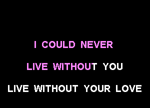 I COULD NEVER

LIVE WITHOUT YOU

LIVE WITHOUT YOUR LOVE