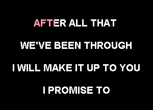 AFTER ALL THAT

WE'VE BEEN THROUGH

I WILL MAKE IT UP TO YOU

I PROMISE T0