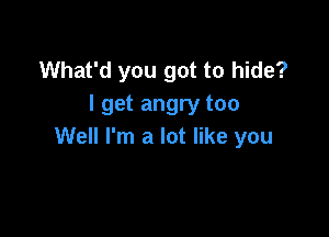 What'd you got to hide?
I get angry too

Well I'm a lot like you