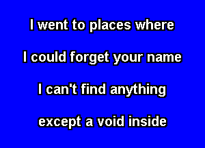 I went to places where
I could forget your name

I can't find anything

except a void inside