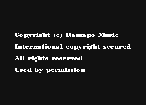 Copyright (c) Ramapo ansic
International copyright secured
All rights reserved

Used by permission
