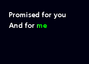 Promised for you

And for me