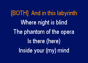 IBOTHl And in this labyrinth
Where night is blind

The phantom of the opera
Is there (here)
Inside your (my) mind