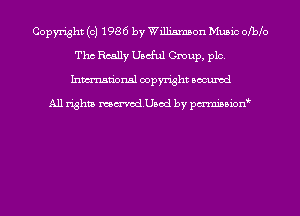 Copyright (c) 1986 by Williamson Music ofbb
Tho Really Useful Group, plc.
Inmn'onsl copyright Bocuxcd

All rights namedUsod by pmnisbion