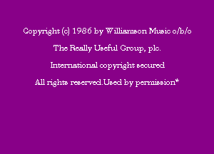 Copyright (c) 1986 by Williamson Music ofbb
Tho Really Useful Group, plc.
Inmn'onsl copyright Bocuxcd

All rights namedUsod by pmnisbion
