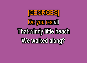 IGEORGESI

Do you recall
That windy little beach

We walked along?
