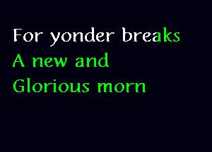 For yonder breaks
A new and

Glorious morn