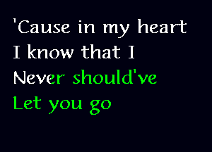 'Cause in my heart
I know that I

Never should've
Let you go