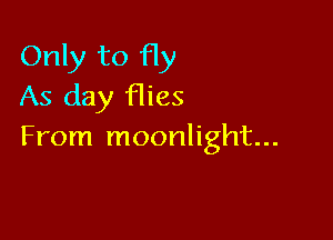 Only to fly
As day flies

From moonlight...