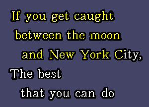 If you get caught
between the moon

and New York City,
The best

that you can do
