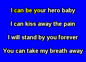 I can be your hero baby
I can kiss away the pain
I will stand by you forever

You can take my breath away