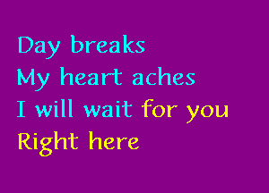 Day breaks
My heart aches

I will wait for you
Right here