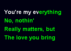 You're my everything
No, nothin'

Really matters, but
The love you bring