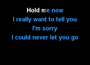 Hold me now
I really want to tell you
I'm sorry

I could never let you go